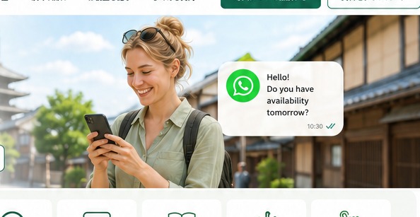 スマートフォンでチャットする海外旅行者